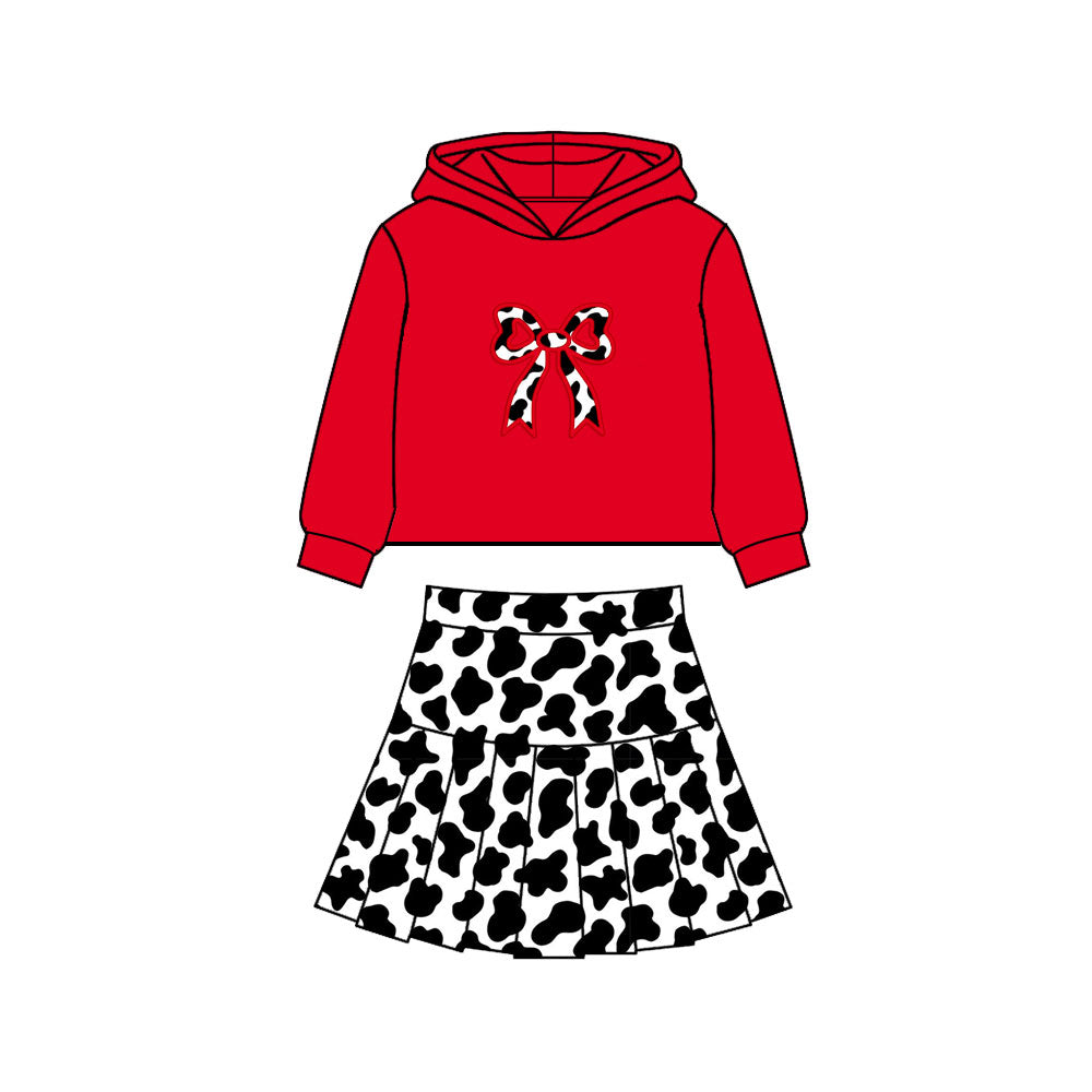 Cow print pullover top matching skirts girls yoga outfit preorder