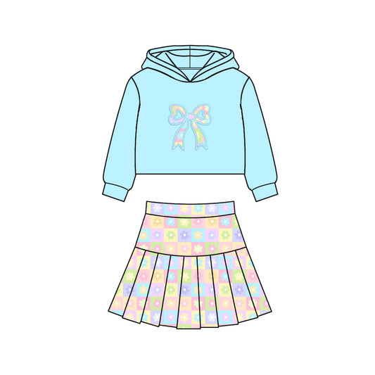 Flowers print pullover top matching skirts girls yoga outfit preorder