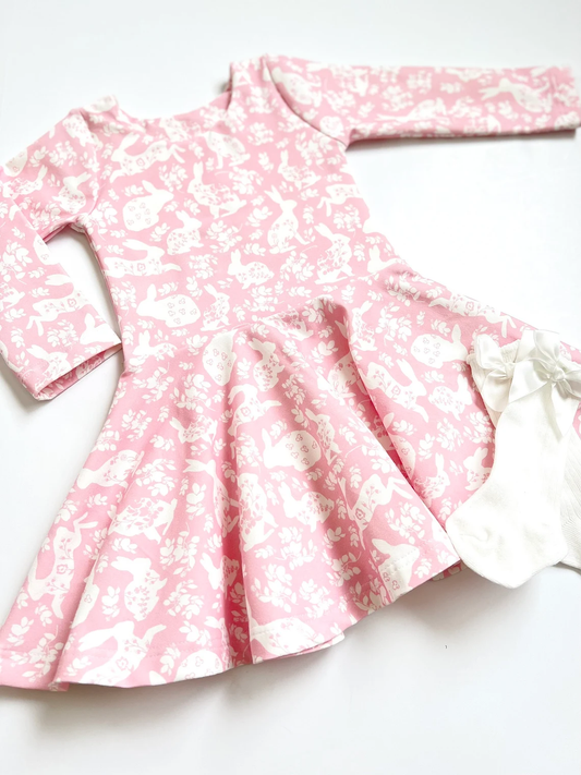 Easter bunny girls long sleeve dress preorder
