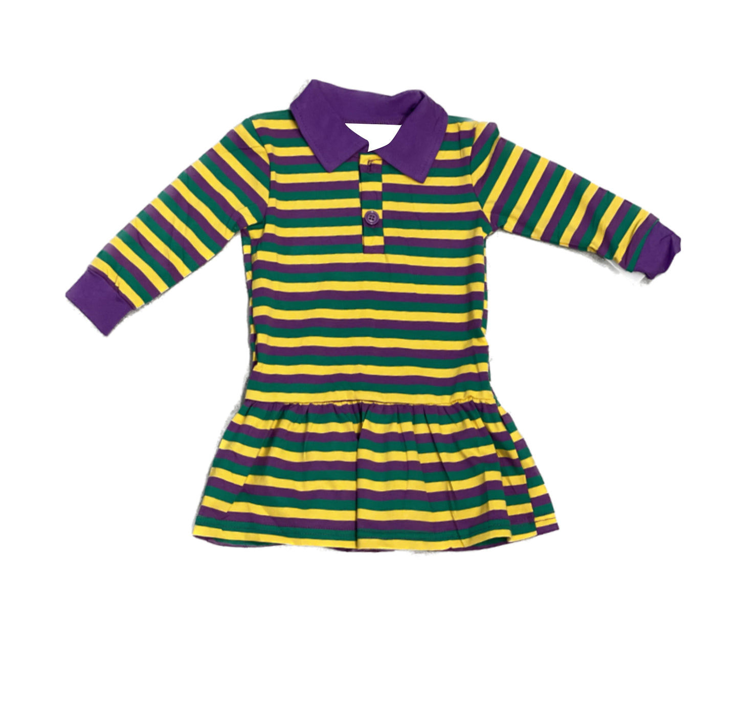 Mardi Gras stripes design toddle baby girls dress preorder