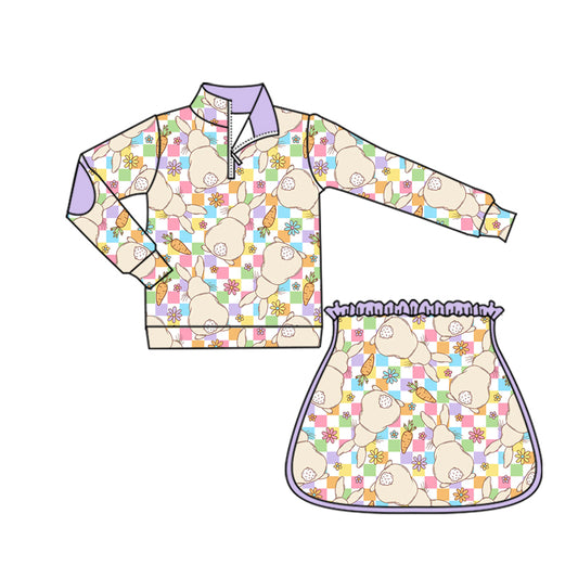 Easter bunny pullover top matching skirt girls active wear yoga outfit preorder