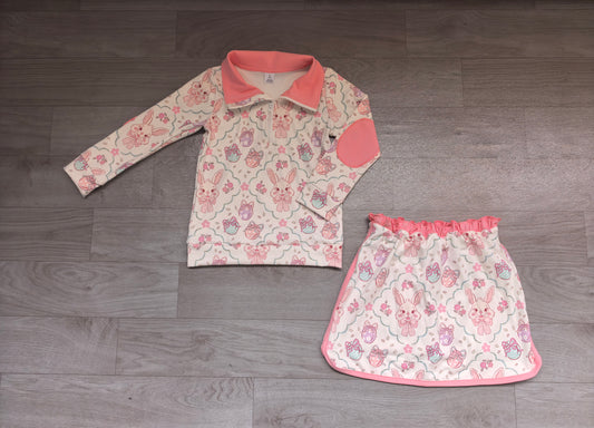 Easter bunny pullover top matching skirt girls active wear yoga outfit preorder