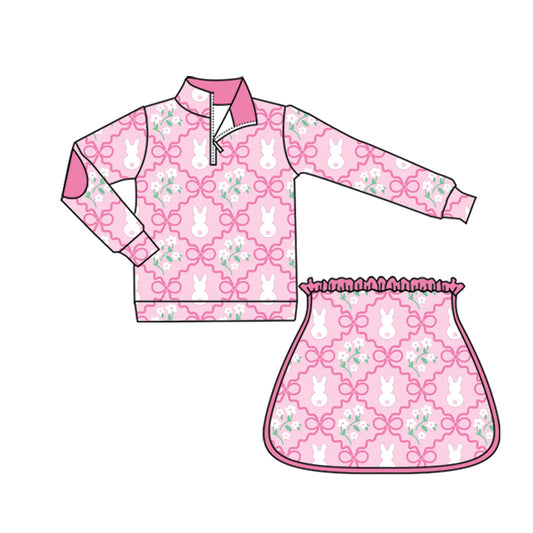 Easter bunny pullover top matching skirt girls active wear yoga outfit preorder