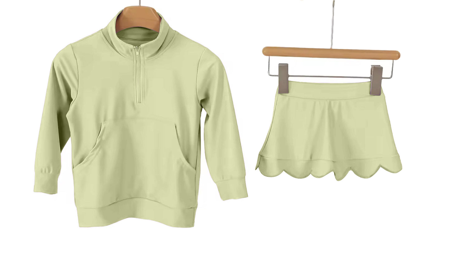 Lime green long sleeve top matching skorts girls active yoga outfit preorder