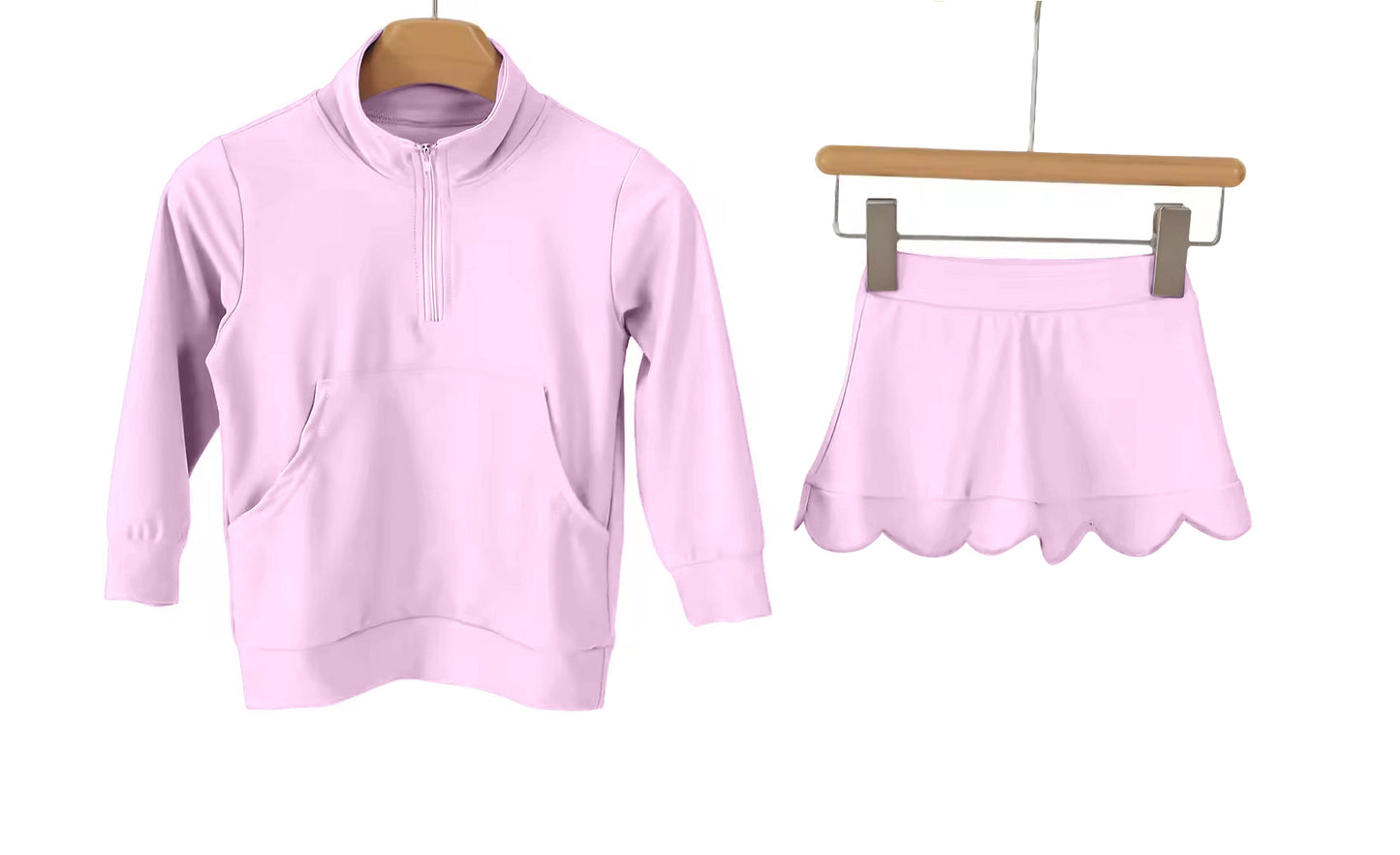Pink long sleeve top matching skorts girls active yoga outfit preorder