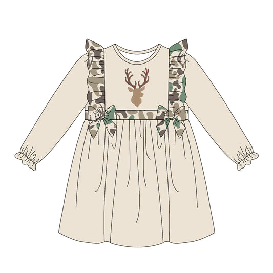 Deer print toddle baby girl long sleeve dress preorder