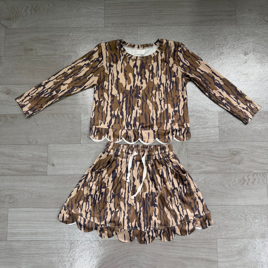 Camo top matching skorts girls summer outfit preorder