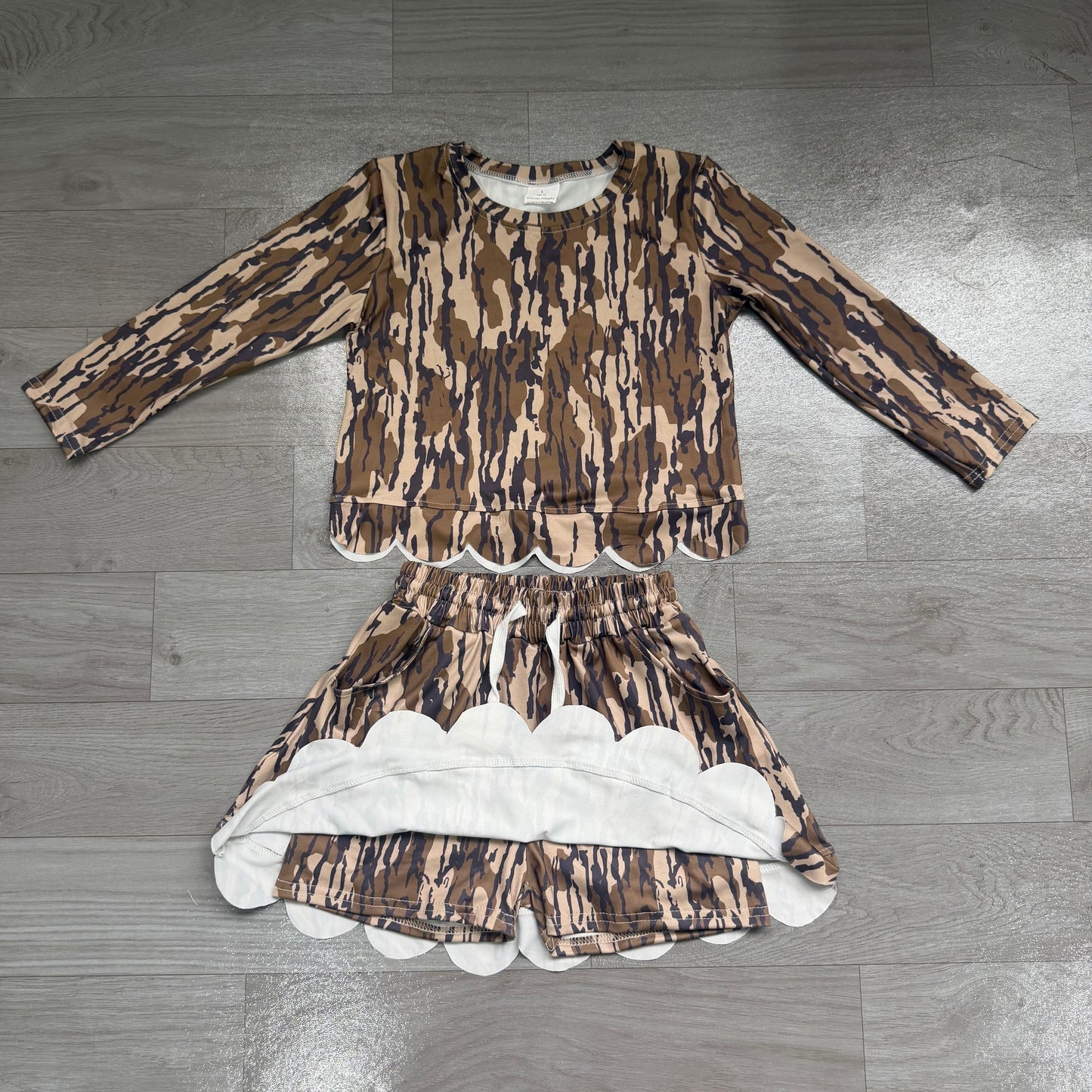 Camo top matching skorts girls summer outfit preorder
