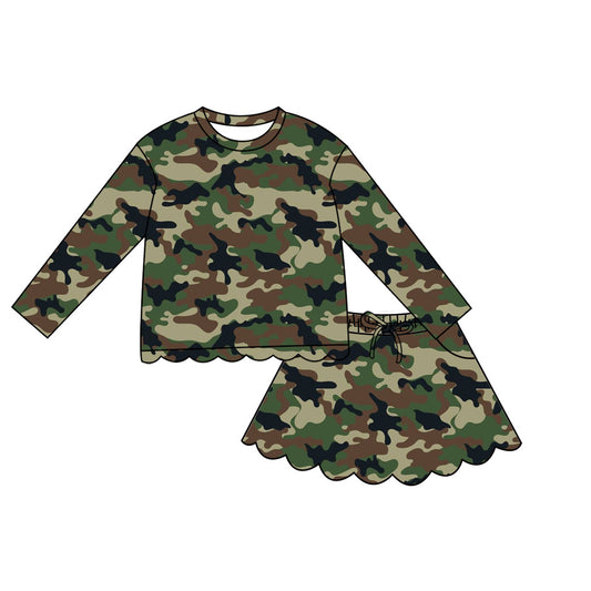 Black green Camo top matching skorts girls summer outfit preorder