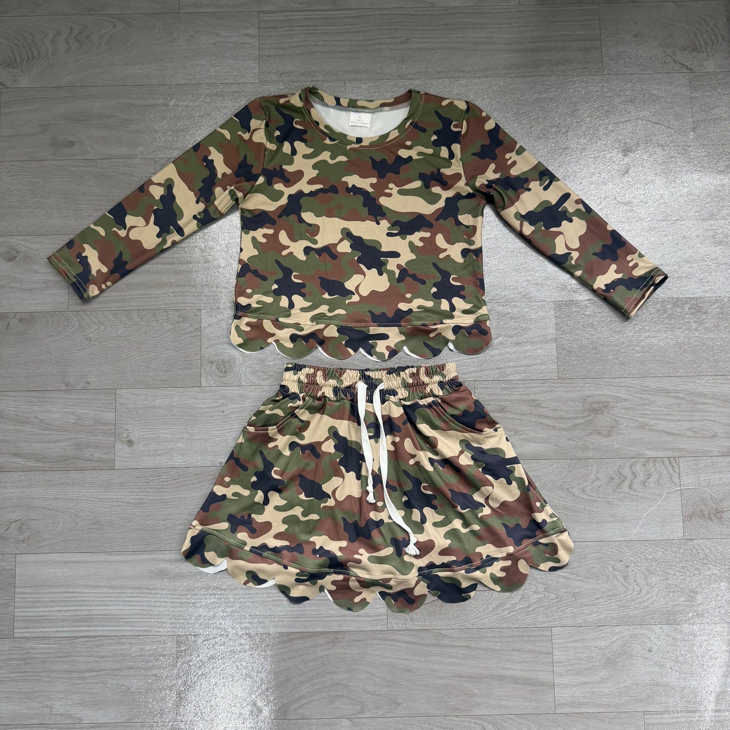 Black green Camo top matching skorts girls summer outfit preorder