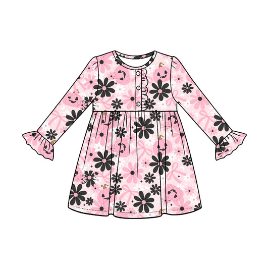 Halloween pumpkins print girls long sleeve dress preorder