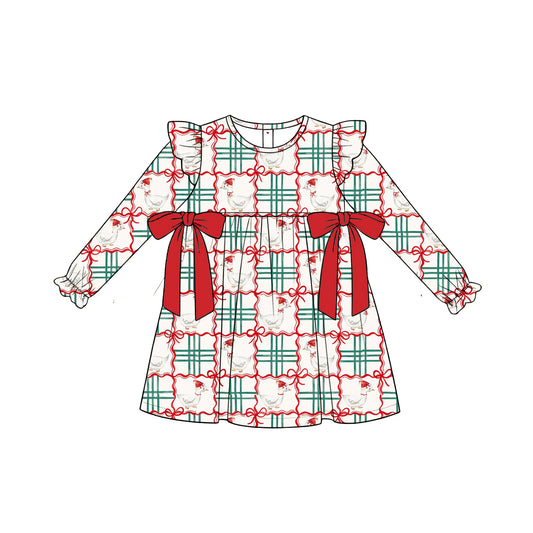 Christmas goose print girls long sleeve dress preorder