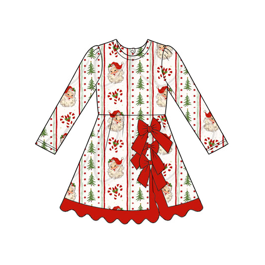 Christmas santa claus print girls long sleeve yoga dress preorder