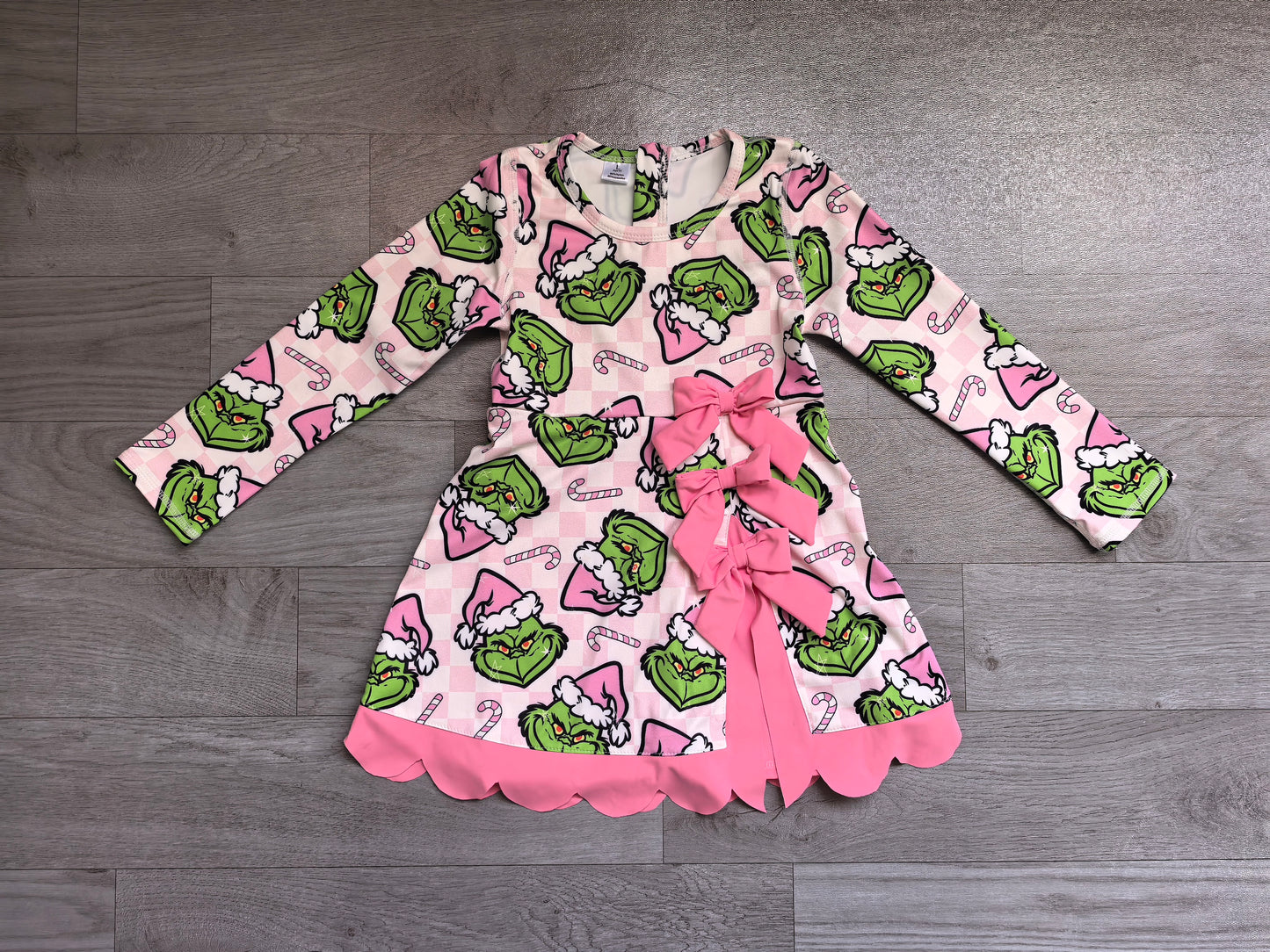 Christmas green face print girls long sleeve yoga dress preorder