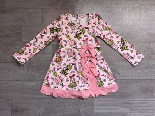Christmas green face print girls long sleeve yoga dress preorder