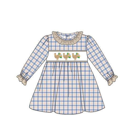 Thanksgiving turkey print girls long sleeve yoga dress preorder