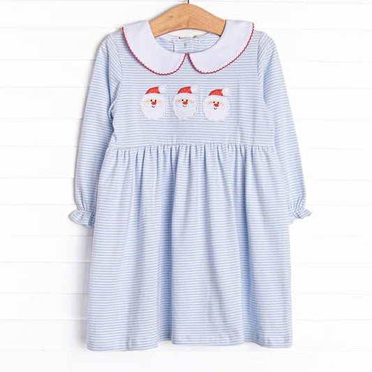 Christmas santa claus print girls long sleeve  dress preorder