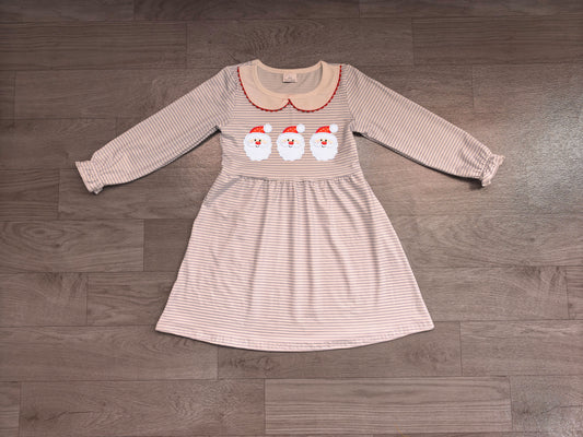 Christmas santa claus print girls long sleeve embroidery dress preorder