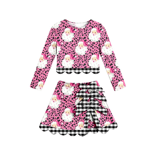 Christmas santa claus long sleeve yoga top matching skorts girls outfit preorder