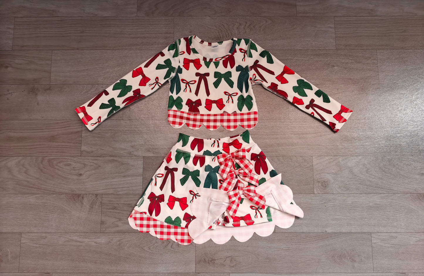 Christmas santa claus long sleeve top matching pants girl outfit preorder