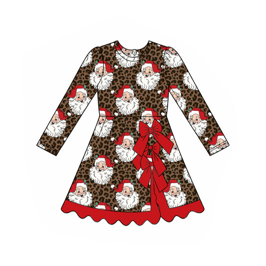 Christmas santa claus print girls long sleeve yoga dress preorder