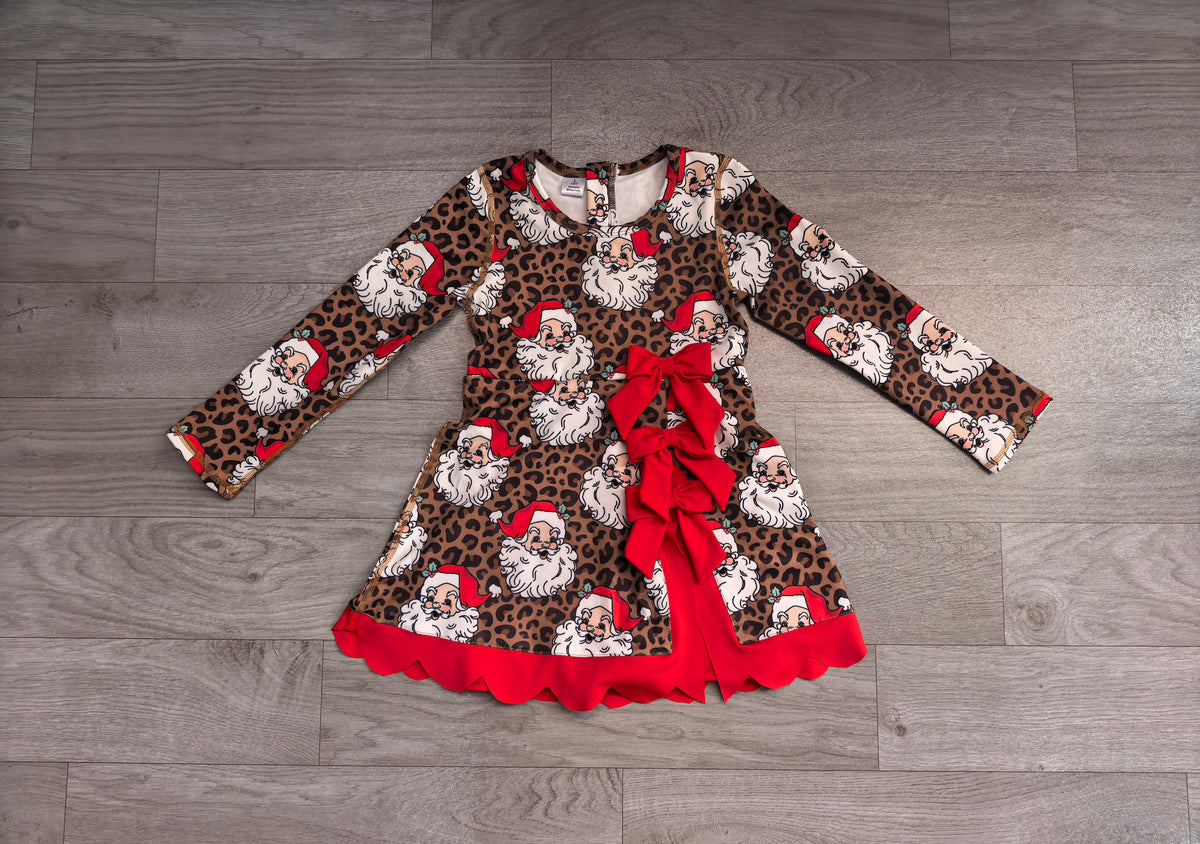 Christmas santa claus print girls long sleeve yoga dress preorder