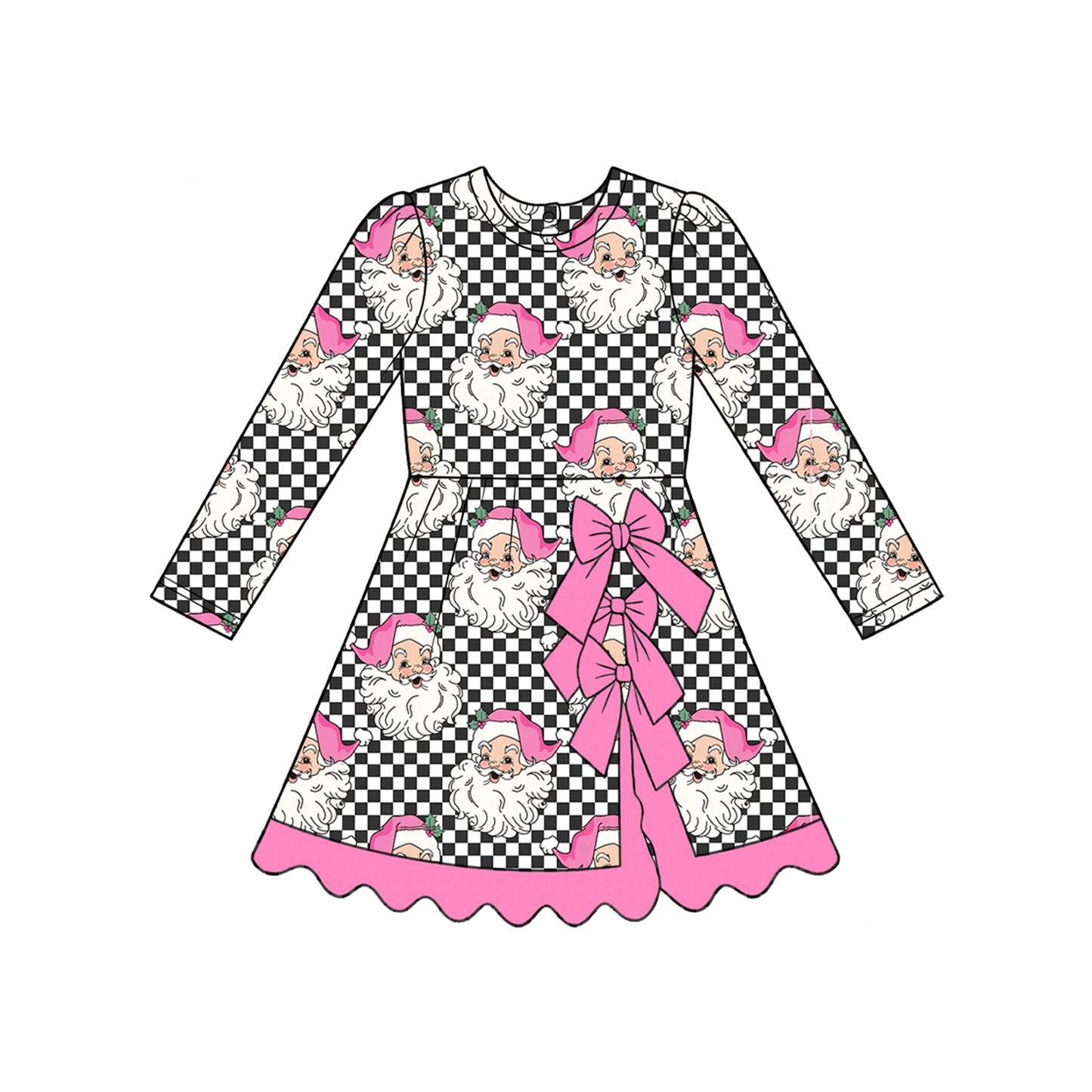 Christmas santa claus print girls long sleeve yoga dress preorder