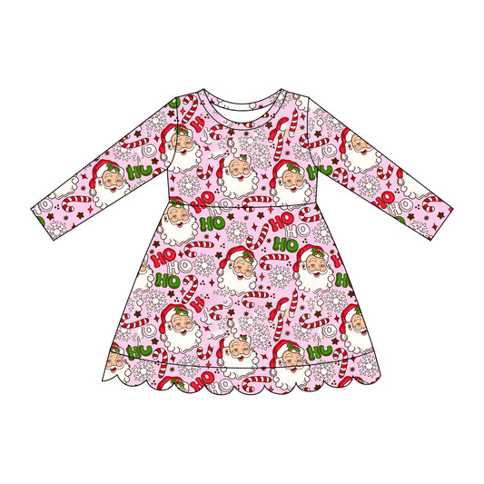 Christmas santa claus hohoho print girls long sleeve fall winter dress preorder