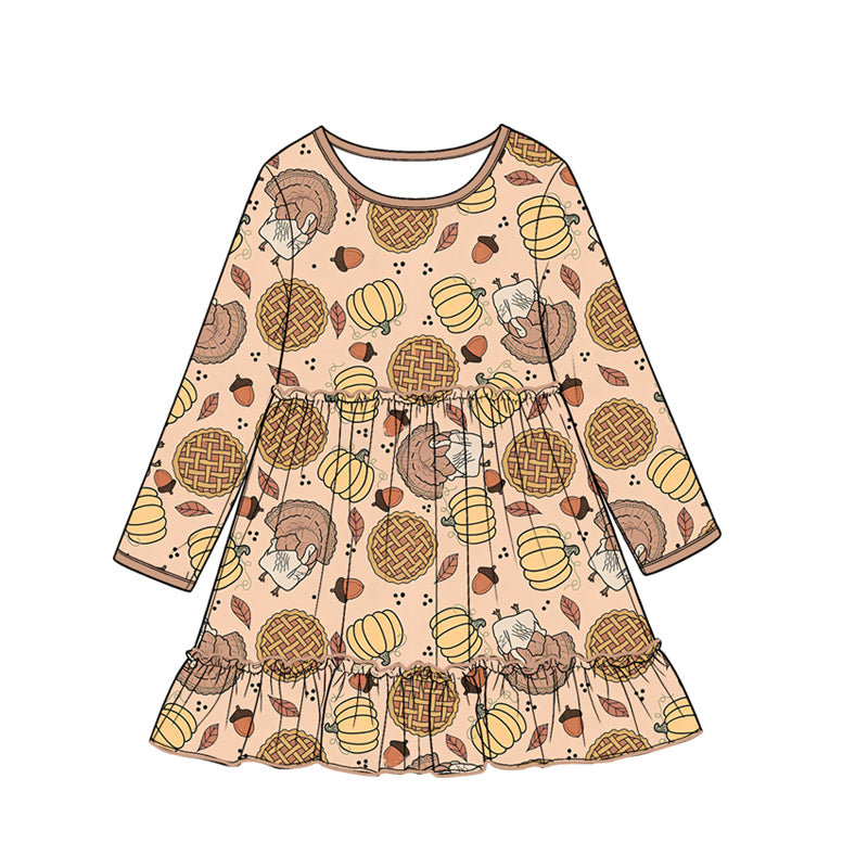 Thanksgiving turkey girls long sleeve fall winter dress preorder