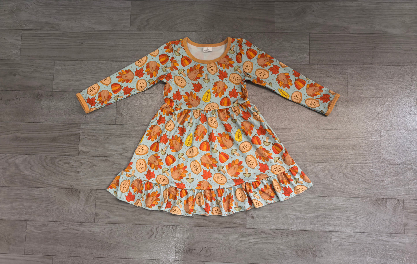 Thanksgiving turkey girls long sleeve fall winter dress preorder