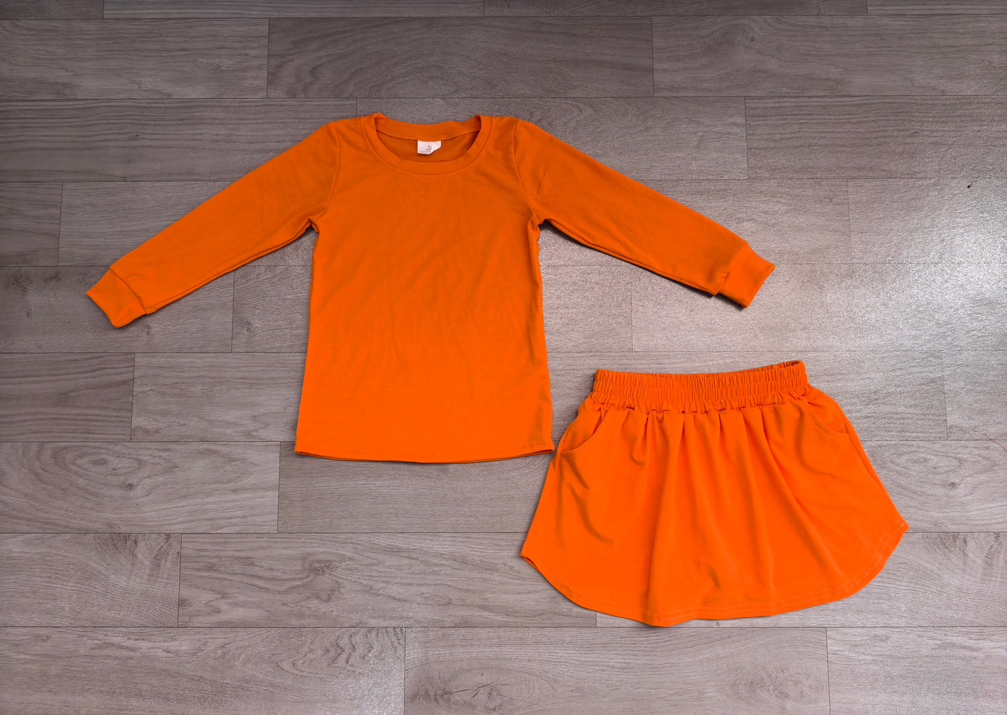 Dusty orange long sleeve top matching shorts girls set outfit preorder