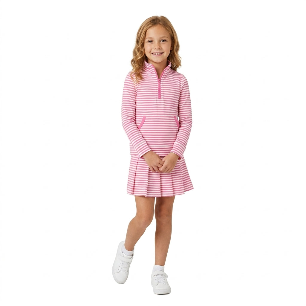 Pink stripes yoga pullover top matching skorts girls outfit