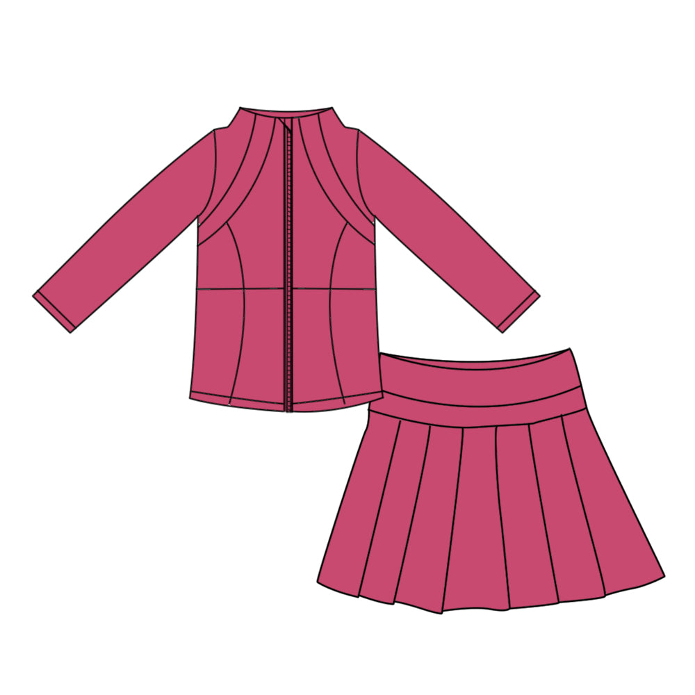 Hot pink yoga pullover top matching skorts girls outfit preorder