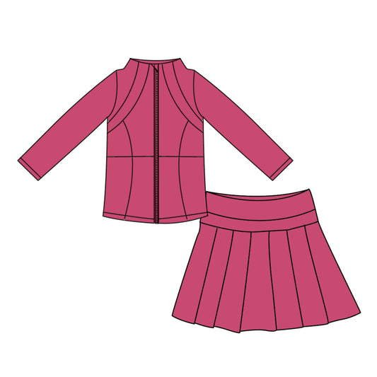 Hot pink yoga pullover top matching skorts girls outfit preorder