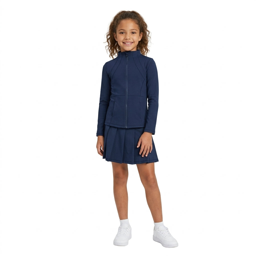 Navy yoga pullover top matching skorts girls outfit