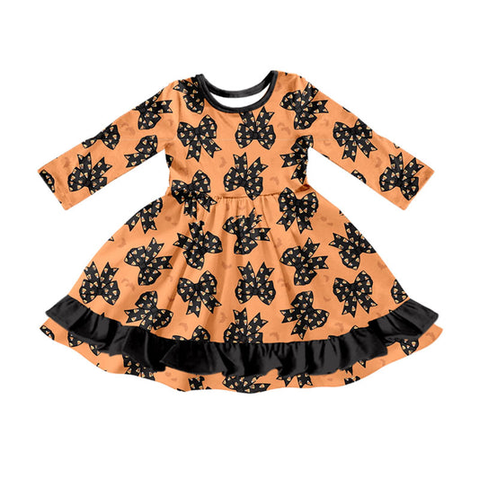 Halloween bows girls long sleeve fall winter dress preorder
