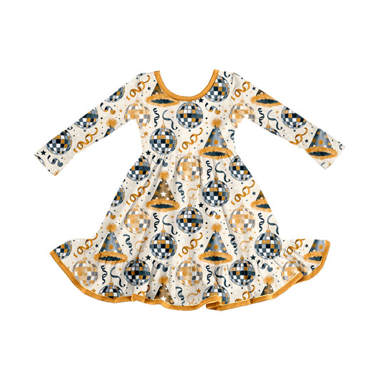 Happy New Year girls long sleeve fall winter dress preorder
