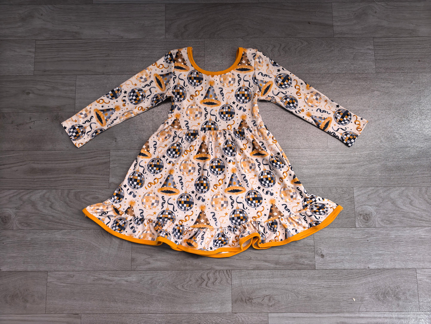 Happy New Year girls long sleeve fall winter dress preorder