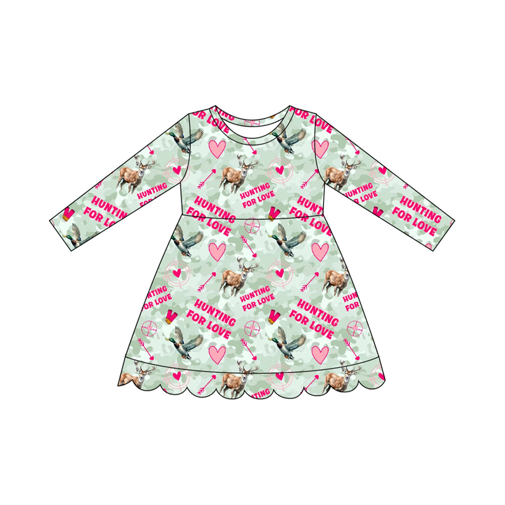 Valentines day gone hunting girls long sleeve dress preorder