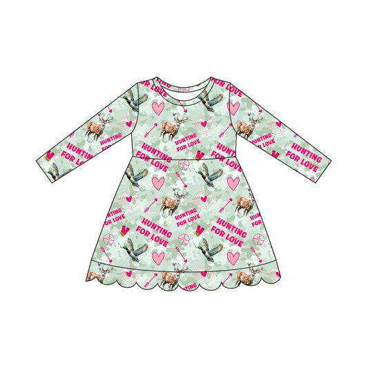 Valentines day gone hunting girls long sleeve dress preorder