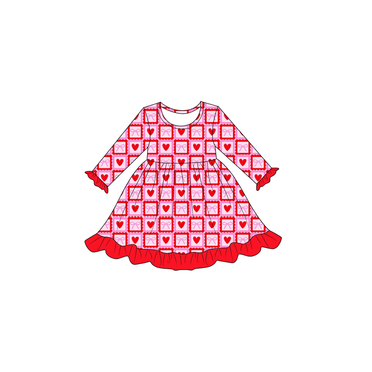 Valentines day girls long sleeve dress preorder