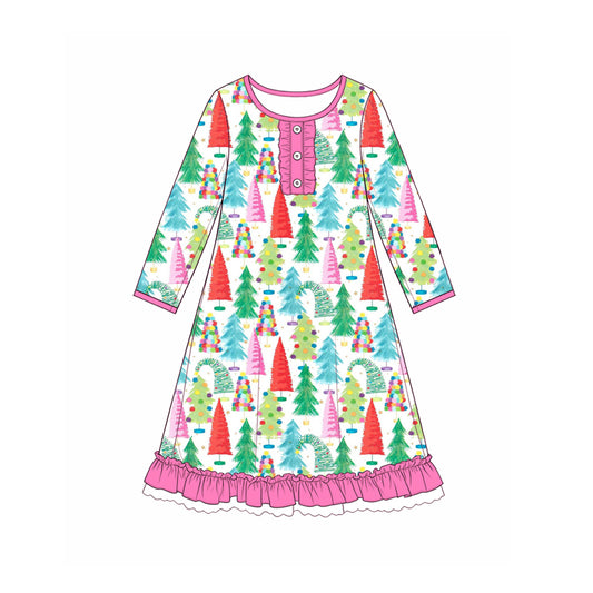 Christmas tree girls long sleeve dress preorder