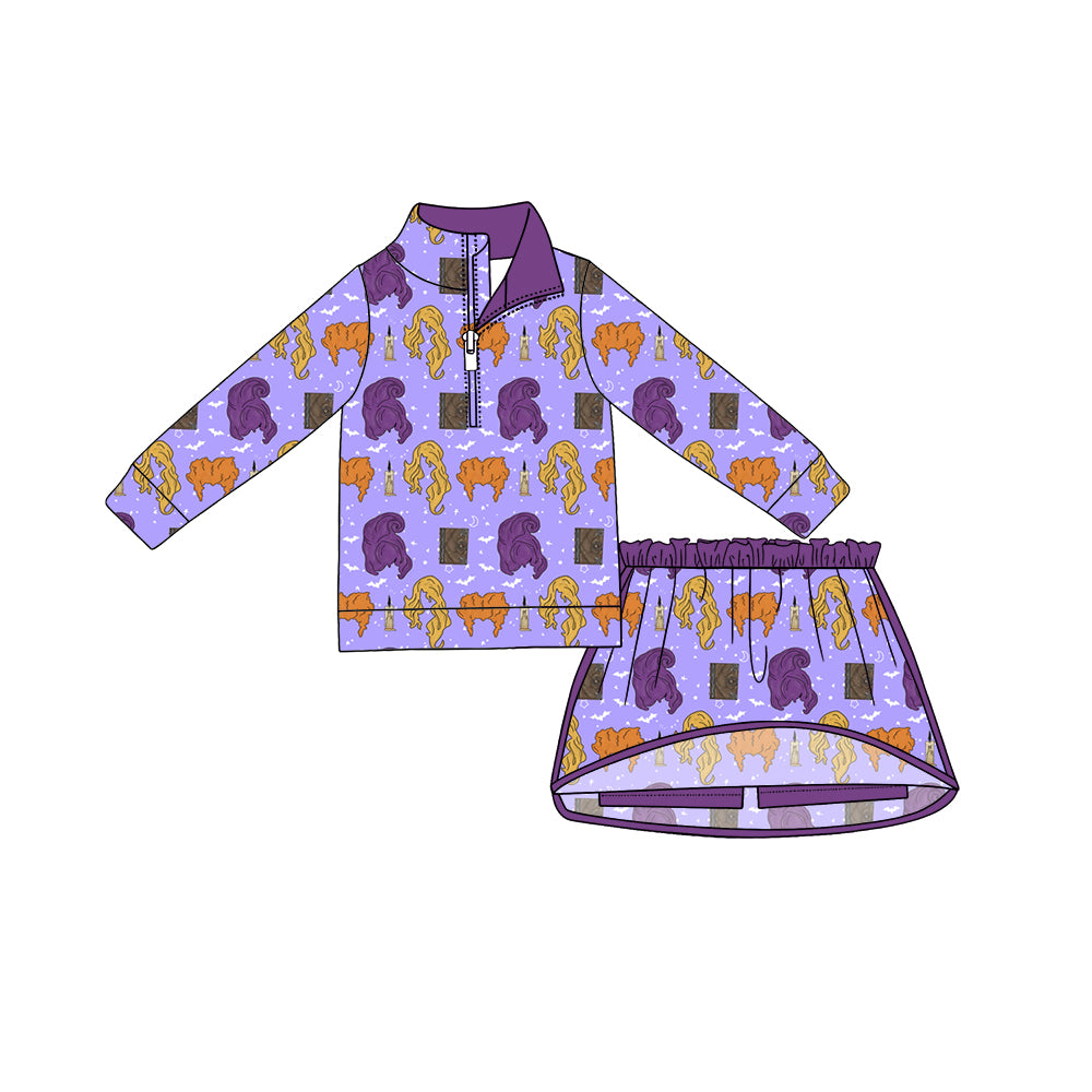 Halloween hocus pocus top matching skorts girls wholesale factory price outfit preorder