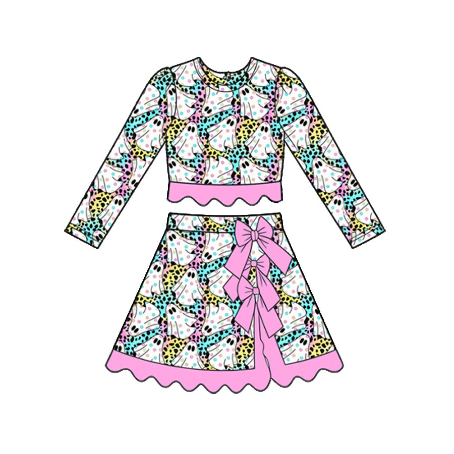 Halloween ghost pullover top matching skorts girls yoga outfit preorder