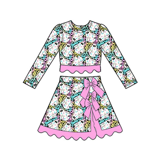 Halloween ghost pullover top matching skorts girls yoga outfit preorder