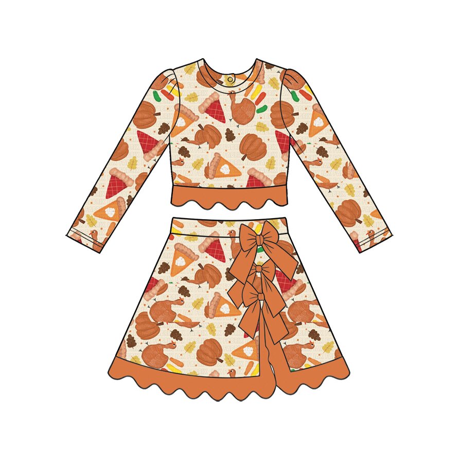 Thanksgiving turkey pullover top matching skorts girls yoga outfit preorder