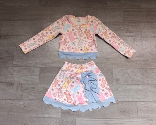 Easter bunny long sleeve pullover top matching skorts girls yoga outfit preorder