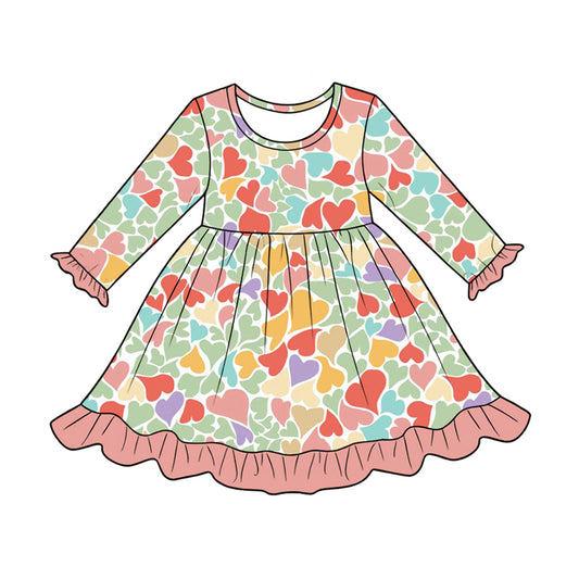 Valentines camo heart design girls long sleeve dress preorder