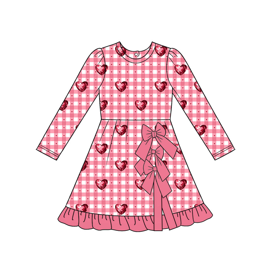 Red bow design girls long sleeve yoga dress preorder