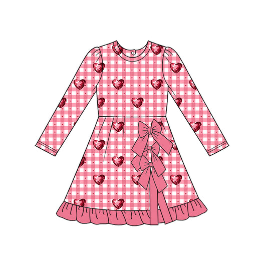 Red bow design girls long sleeve yoga dress preorder